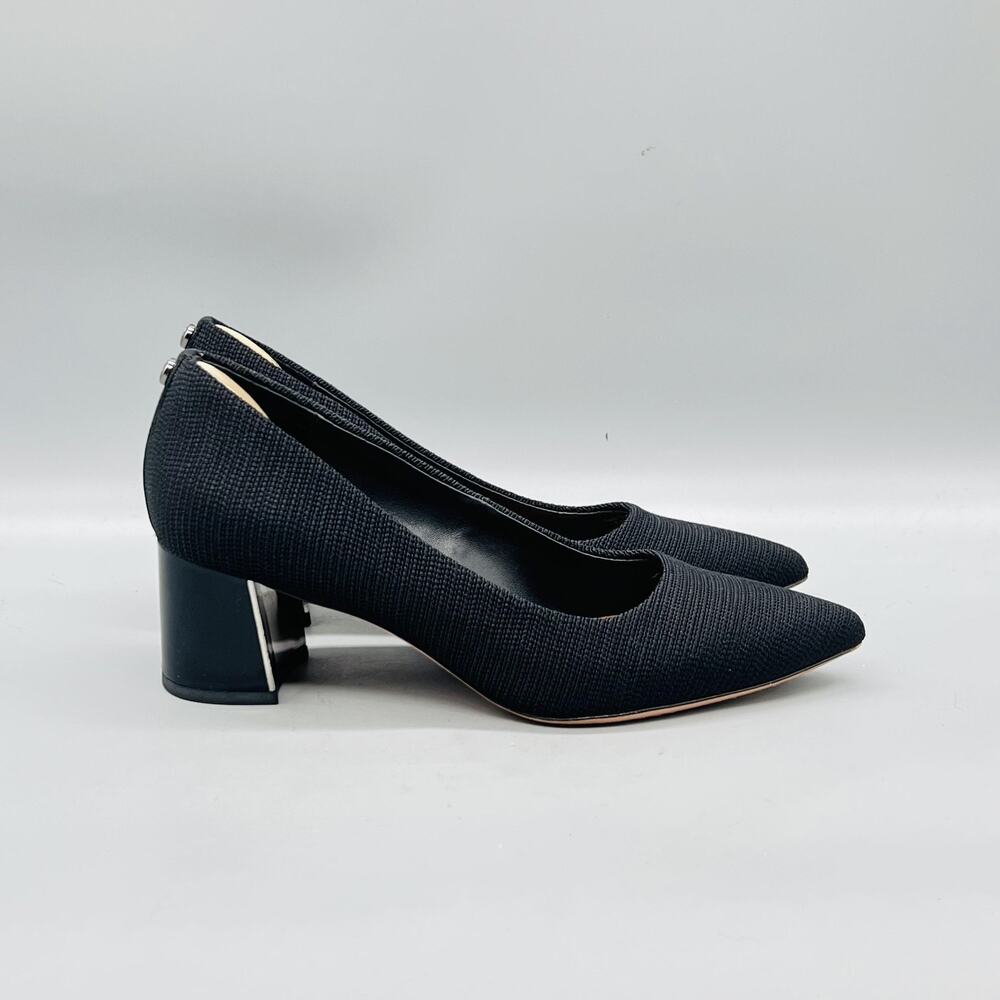 Donald Pliner Shoes Womens 7.5 Black Textured Block Heel Pumps Pointed Toe